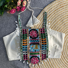 Navratri Special Multi-Color Sleeveless Blouse with Round Shell Detailing – Heavy Padded Partywear