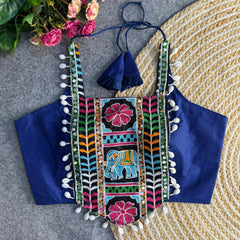 Navratri Special Multi-Color Sleeveless Blouse with Round Shell Detailing – Heavy Padded Partywear