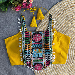 Navratri Special Multi-Color Sleeveless Blouse with Round Shell Detailing – Heavy Padded Partywear