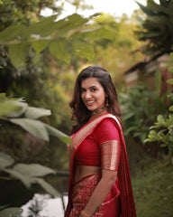 Bright Pink Banarasi Silk Saree with Golden Zari Weaving