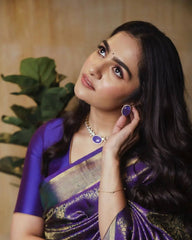 Royal Blue Banarasi Silk Saree with Golden Zari Work