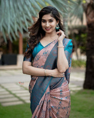 Floral Silk Saree with Contrast Blouse | Traditional Indian Wear