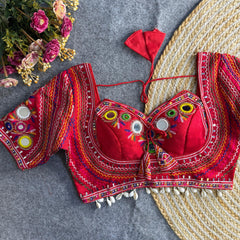 Ethnic Mirror Work Embroidered Blouse – Readymade Navratri Chaniya Choli Crop Top for Women