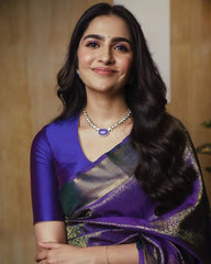 Royal Blue Banarasi Silk Saree with Golden Zari Work