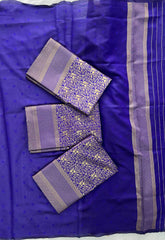 Royal Blue Banarasi Silk Saree with Golden Zari Work