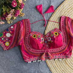 Ethnic Mirror Work Embroidered Blouse – Readymade Navratri Chaniya Choli Crop Top for Women