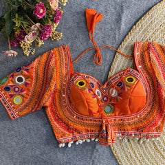 Ethnic Mirror Work Embroidered Blouse – Readymade Navratri Chaniya Choli Crop Top for Women