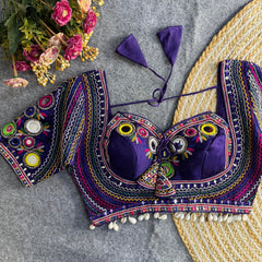 Ethnic Mirror Work Embroidered Blouse – Readymade Navratri Chaniya Choli Crop Top for Women