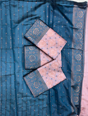 Floral Silk Saree with Contrast Blouse | Traditional Indian Wear