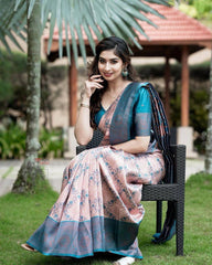 Floral Silk Saree with Contrast Blouse | Traditional Indian Wear