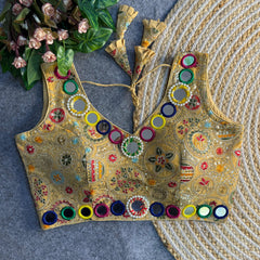 Multicolor Mirror Work Embroidered Readymade Blouse | Ethnic Festival Saree Choli