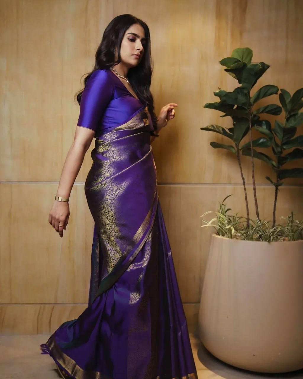 Royal Blue Banarasi Silk Saree with Golden Zari Work